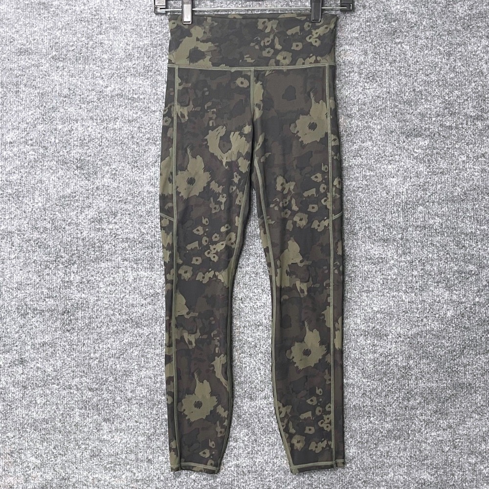 Vuori Women Green Camo Floral Daily Pocket Leggings VW429 High Rise XS